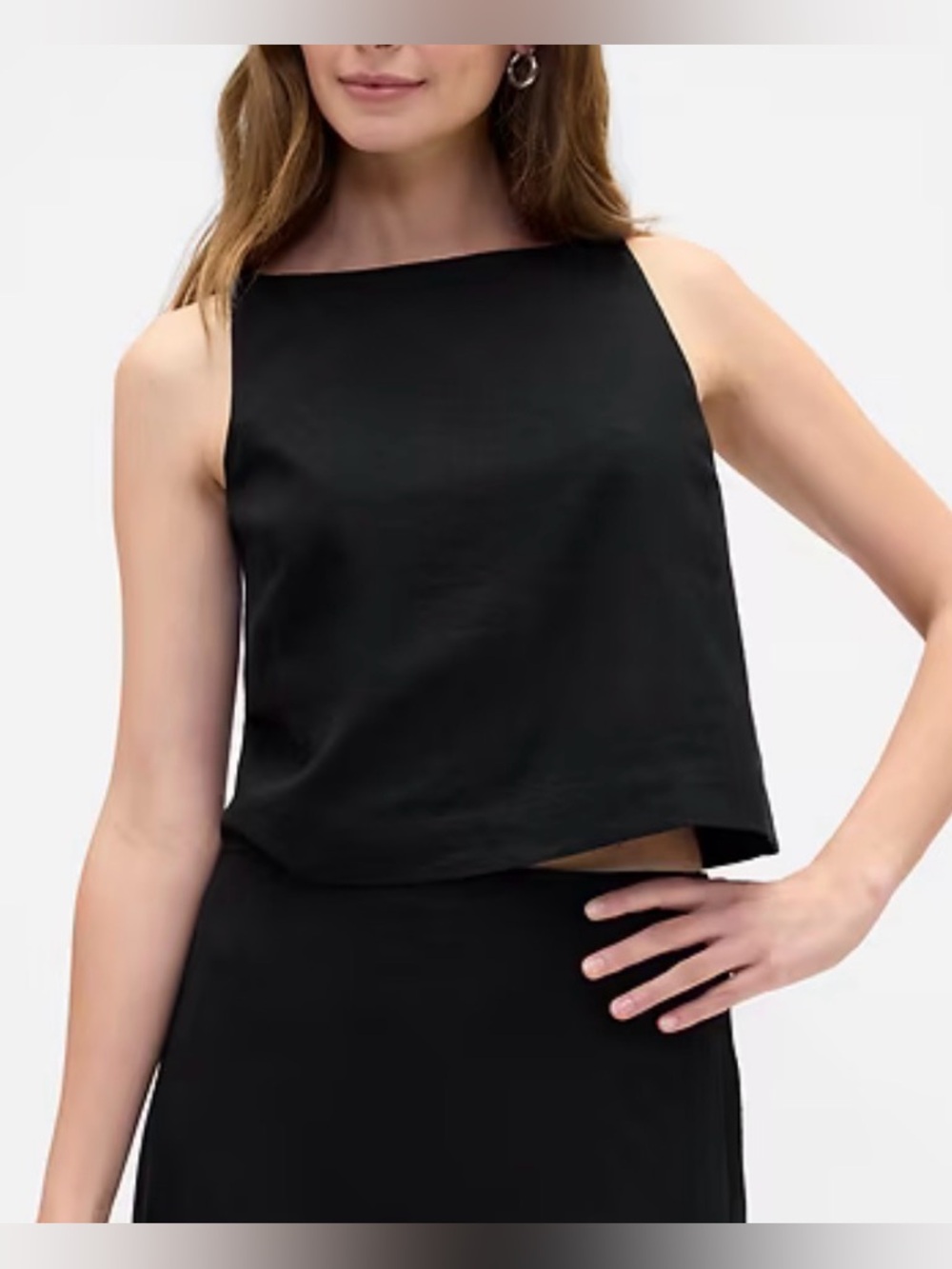 Gap Linen-Blend Apron Top black XL NWT